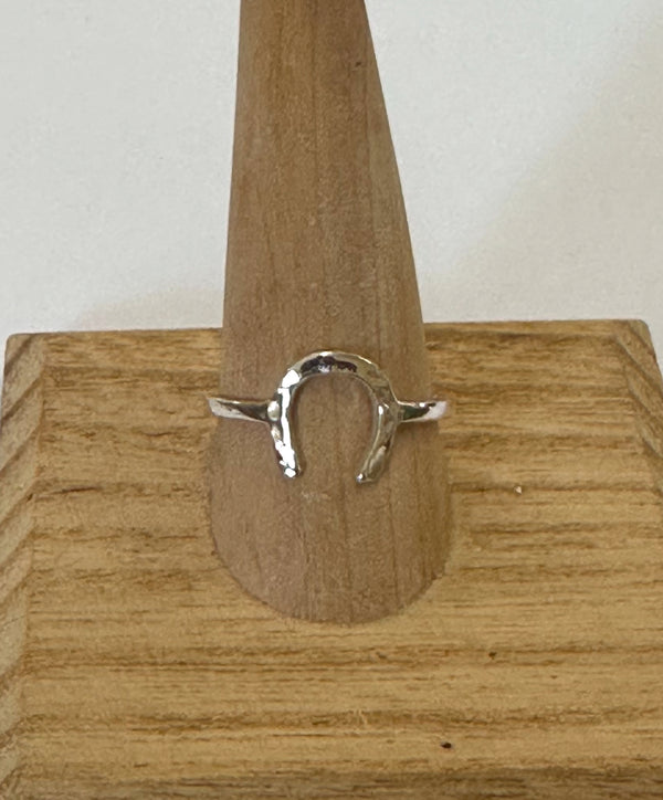 Sterling Silver Hammered Horse Shoe Ring