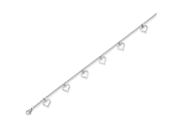 Stainless Steel Anklet With Hearts