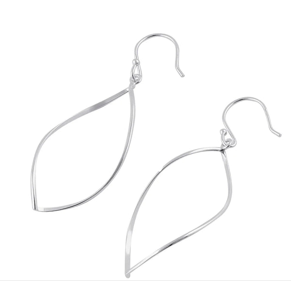 Sterling Silver Dangling Twisted Oval Earrings